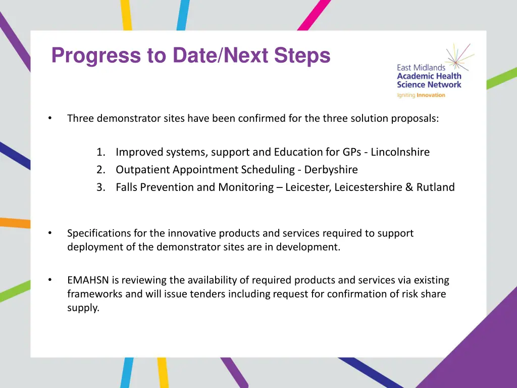 progress to date next steps
