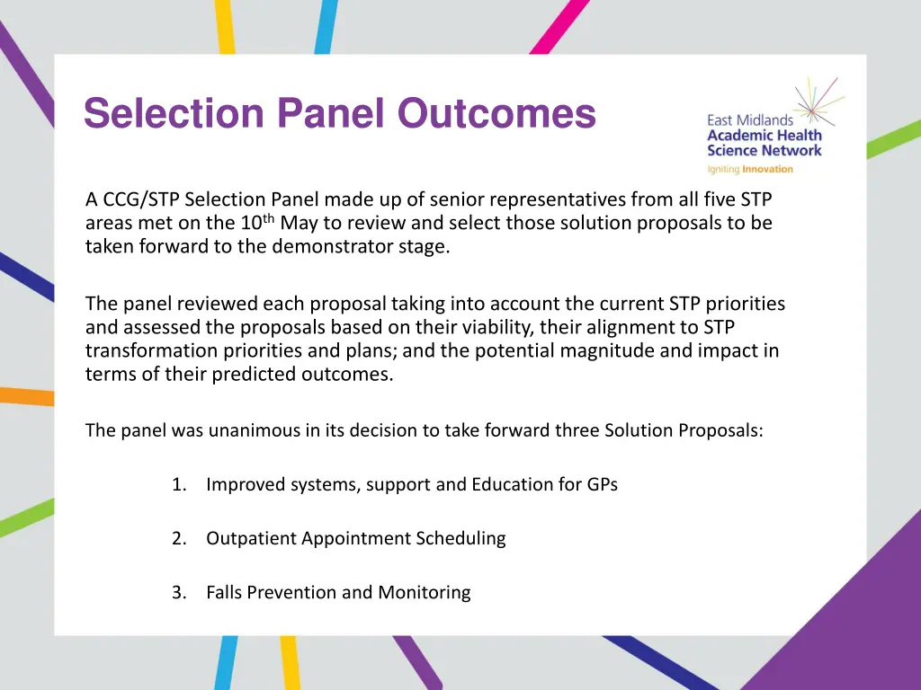selection panel outcomes