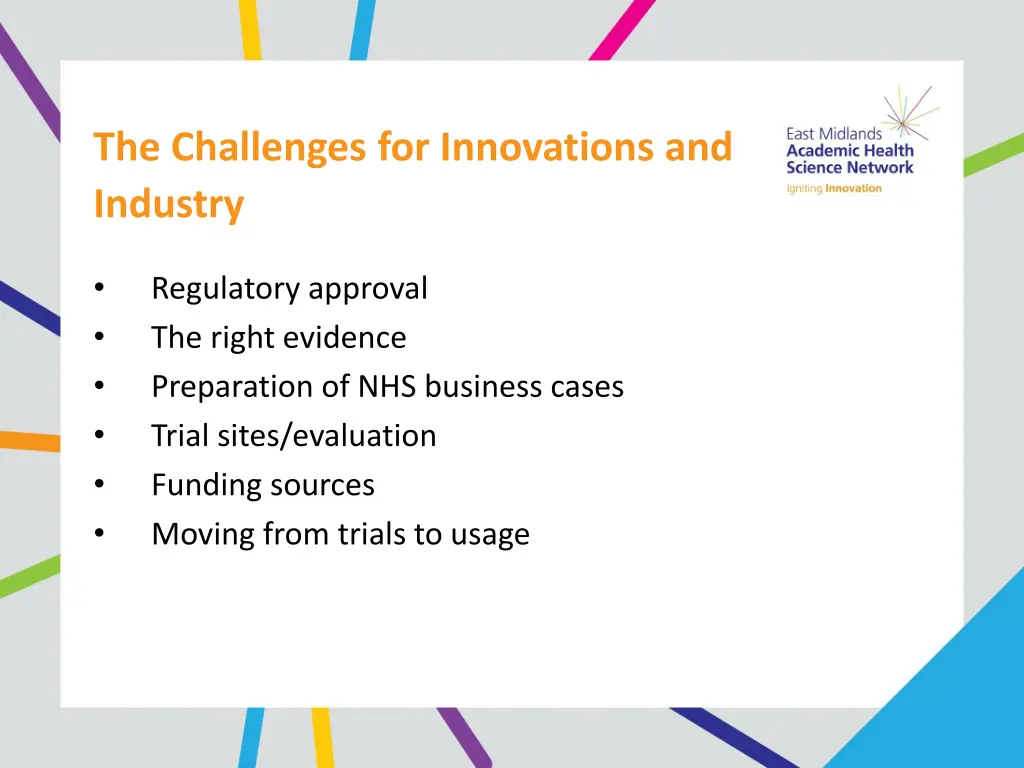 the challenges for innovations and industry