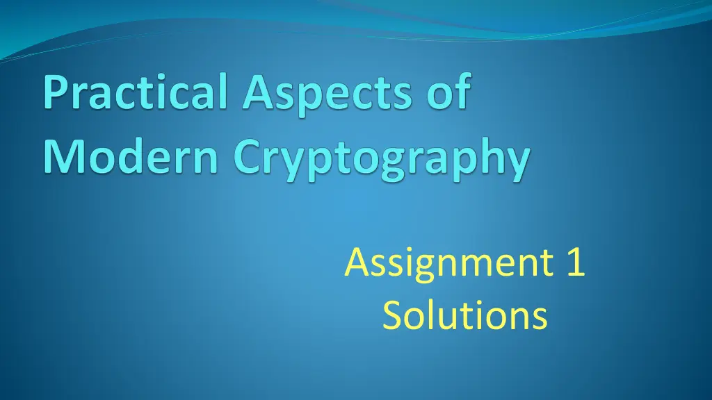 assignment 1 solutions