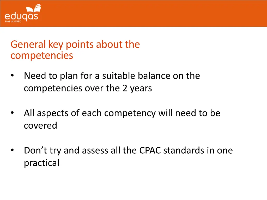 general key points about the competencies