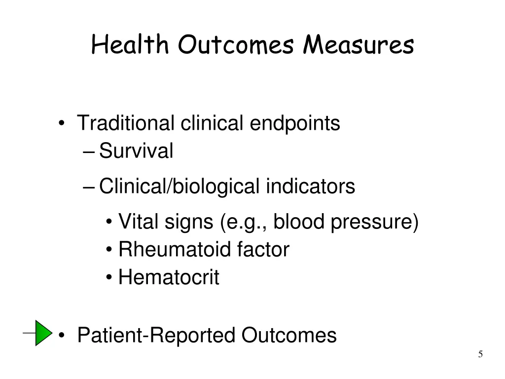 health outcomes measures