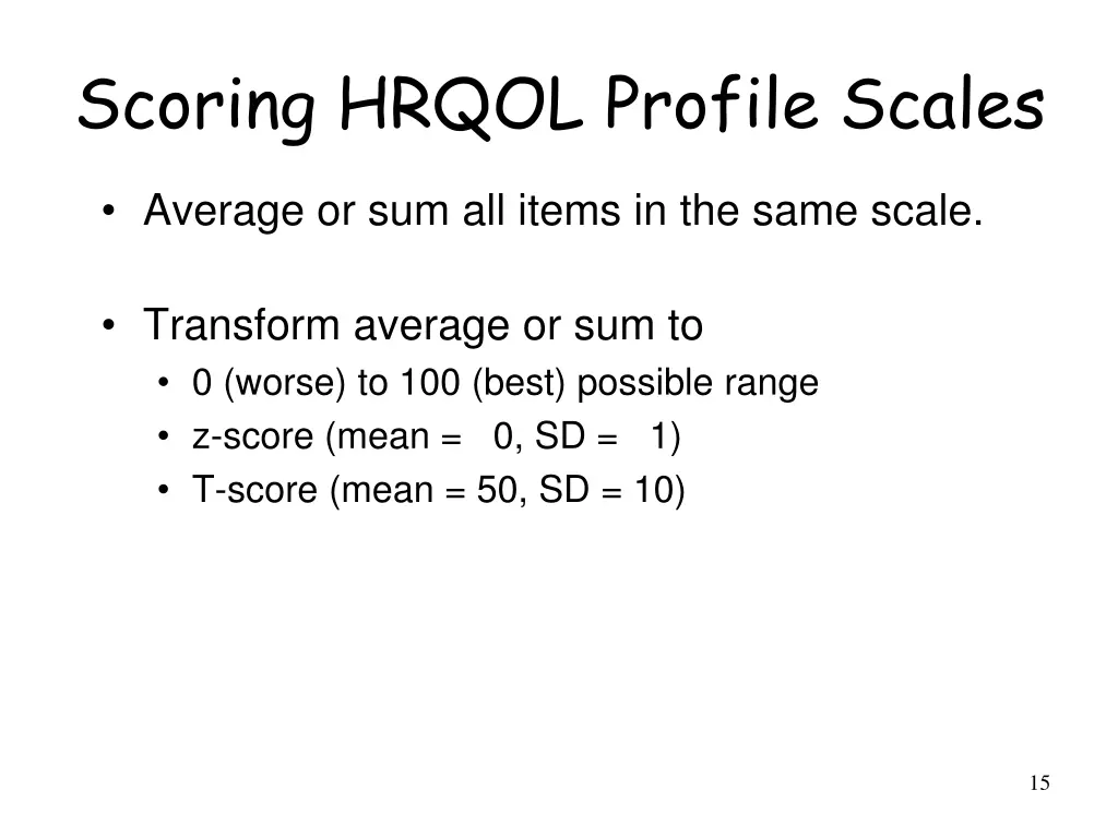 scoring hrqol profile scales
