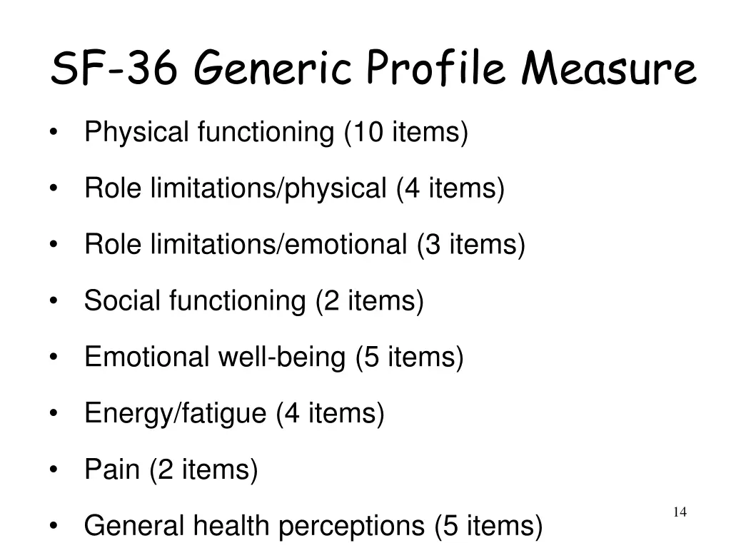 sf 36 generic profile measure