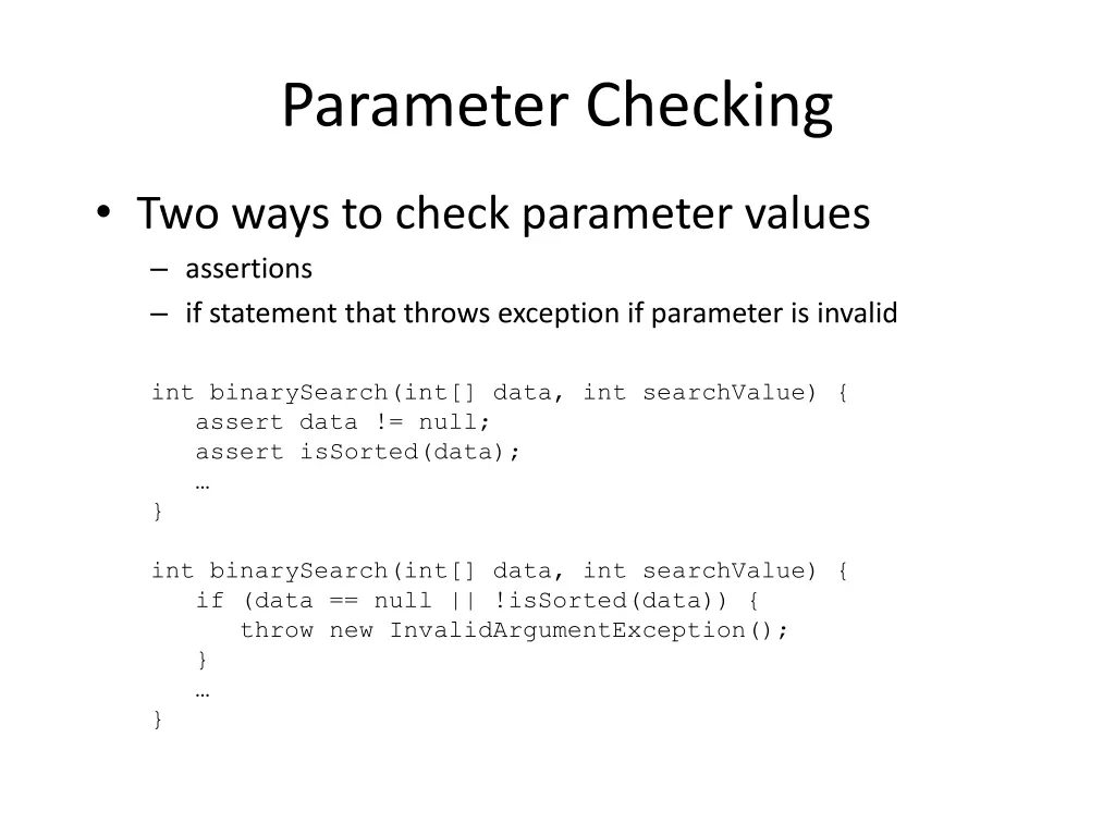 parameter checking 1