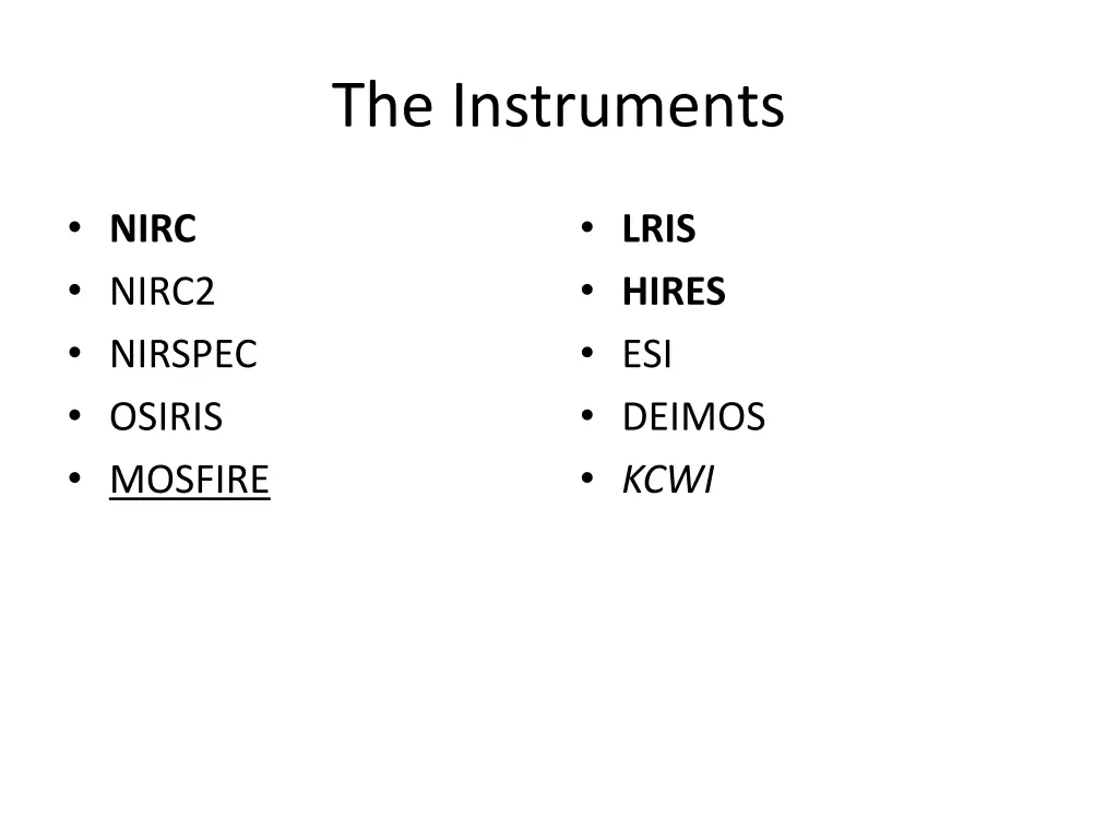 the instruments