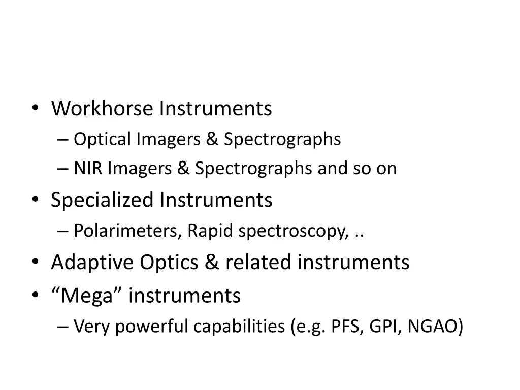 workhorse instruments optical imagers