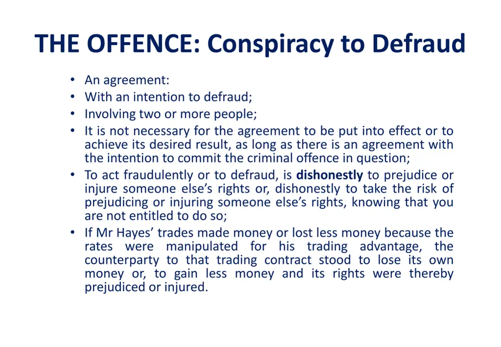 the offence conspiracy to defraud