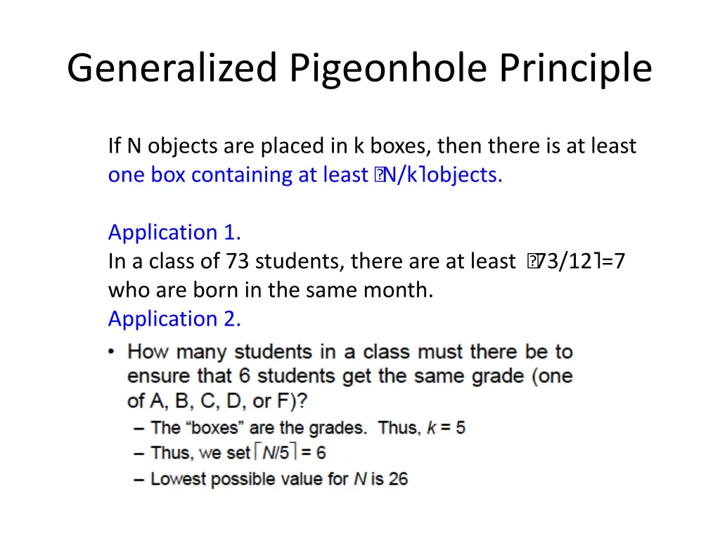 generalized pigeonhole principle