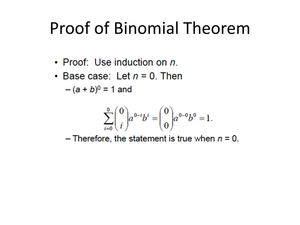 proof of binomial theorem