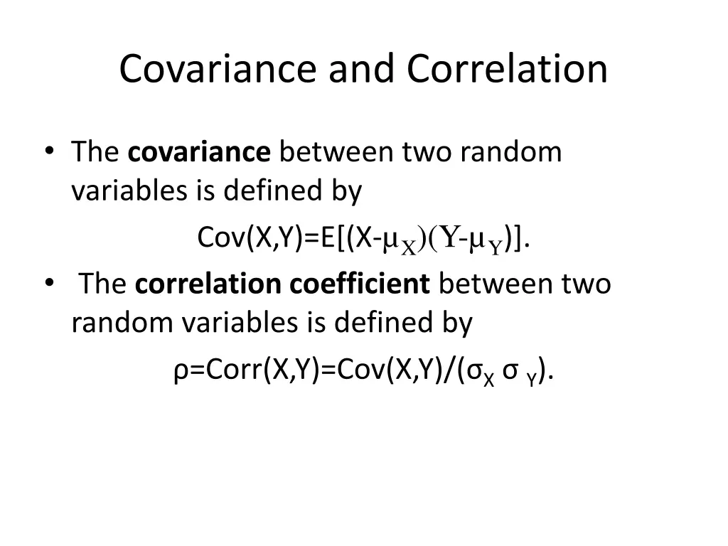covariance and correlation
