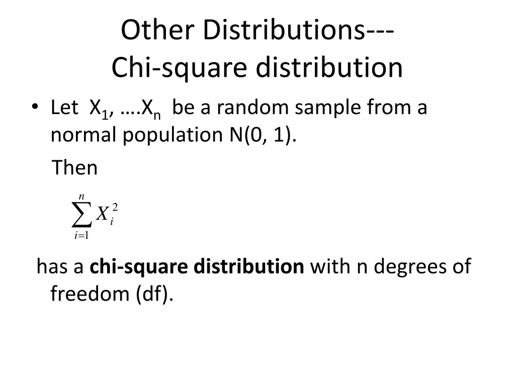 other distributions chi square distribution