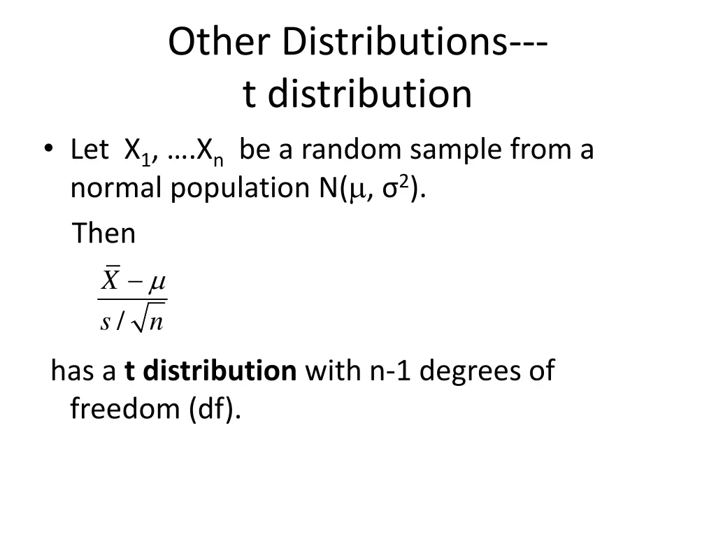 other distributions t distribution
