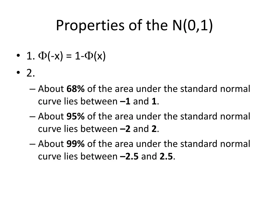 properties of the n 0 1