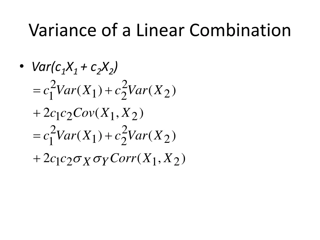variance of a linear combination