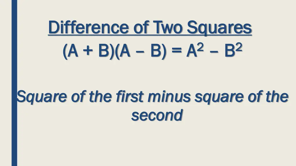 difference of two squares difference