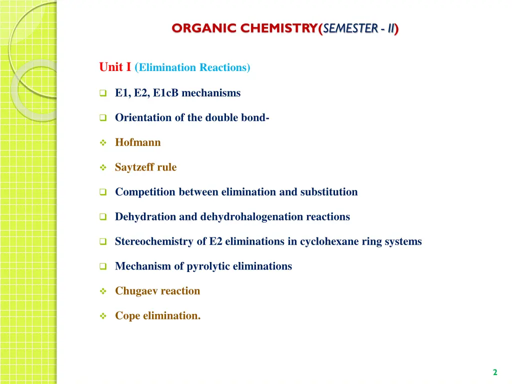 organic chemistry semester ii