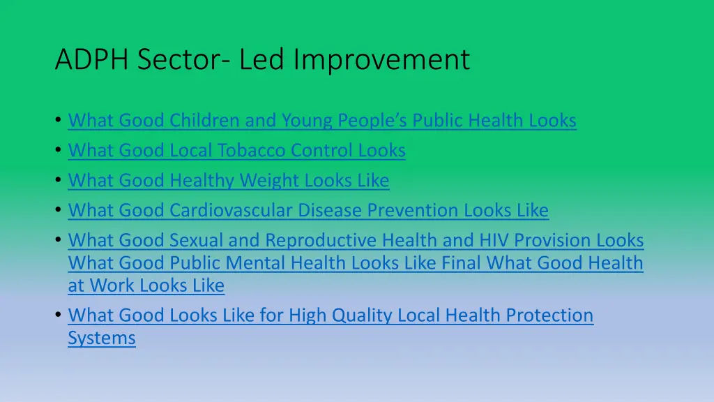 adph sector led improvement