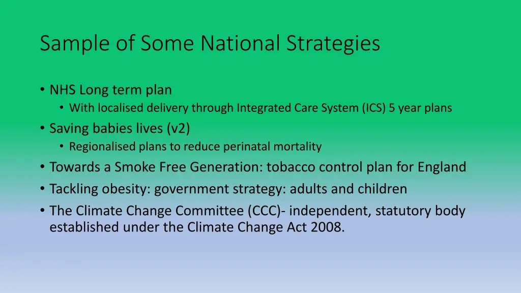 sample of some national strategies
