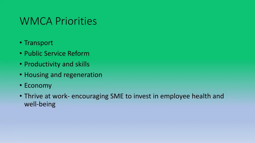 wmca priorities