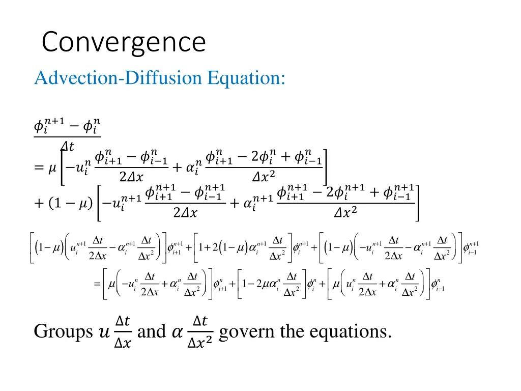 convergence advection diffusion equation