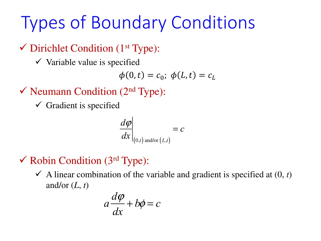 types of boundary conditions