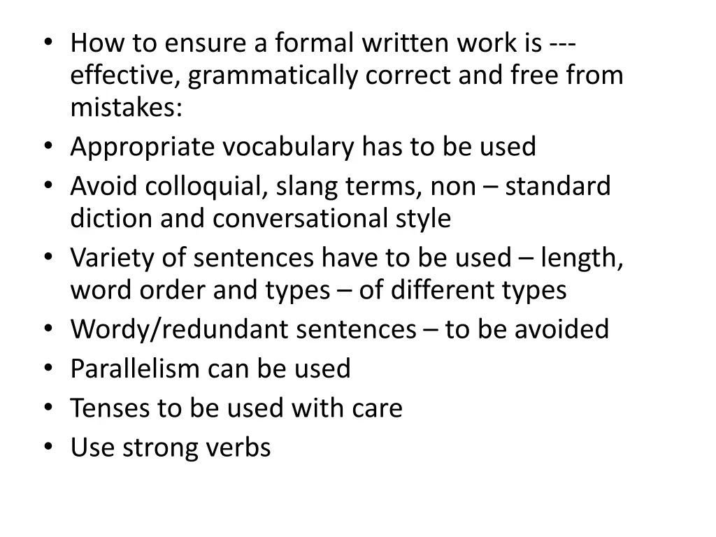 how to ensure a formal written work is effective
