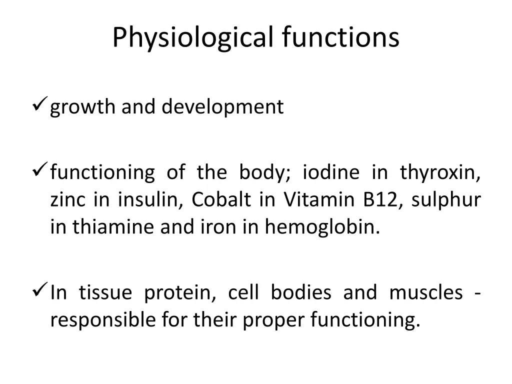 physiological functions