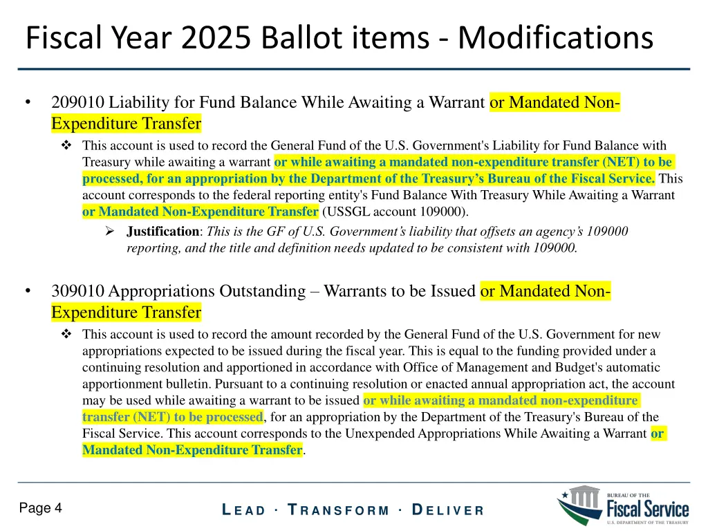 fiscal year 2025 ballot items modifications