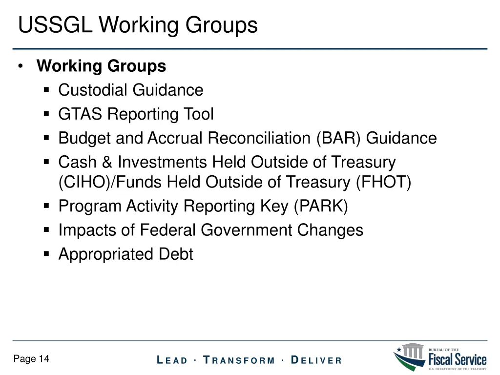ussgl working groups