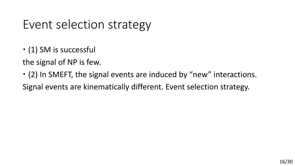 event selection strategy