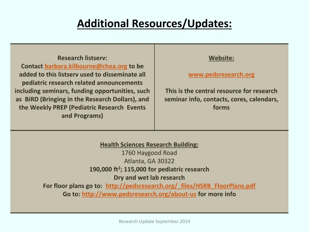 additional resources updates