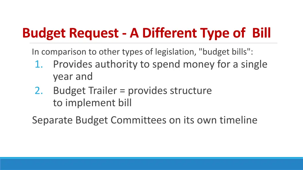 budget request a different type of bill