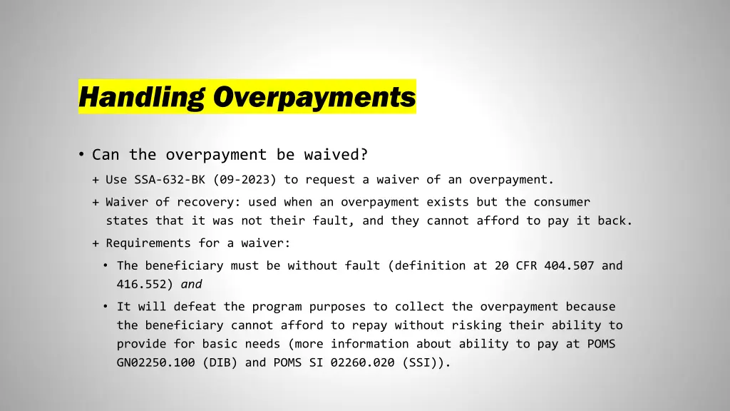 handling overpayments 2