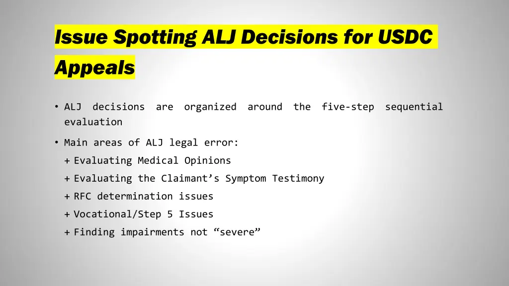 issue spotting alj decisions for usdc appeals