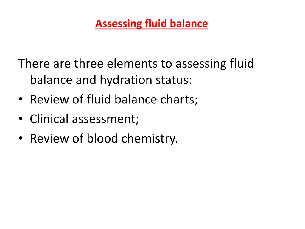 assessing fluid balance