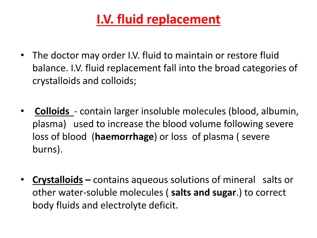 i v fluid replacement