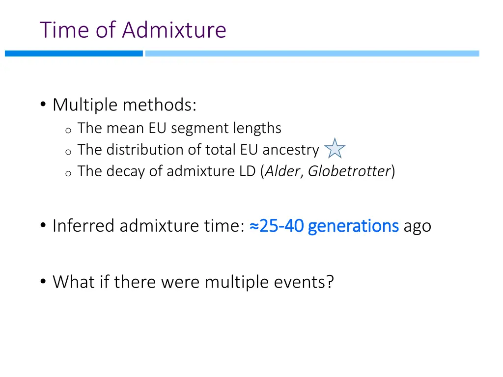 time of admixture