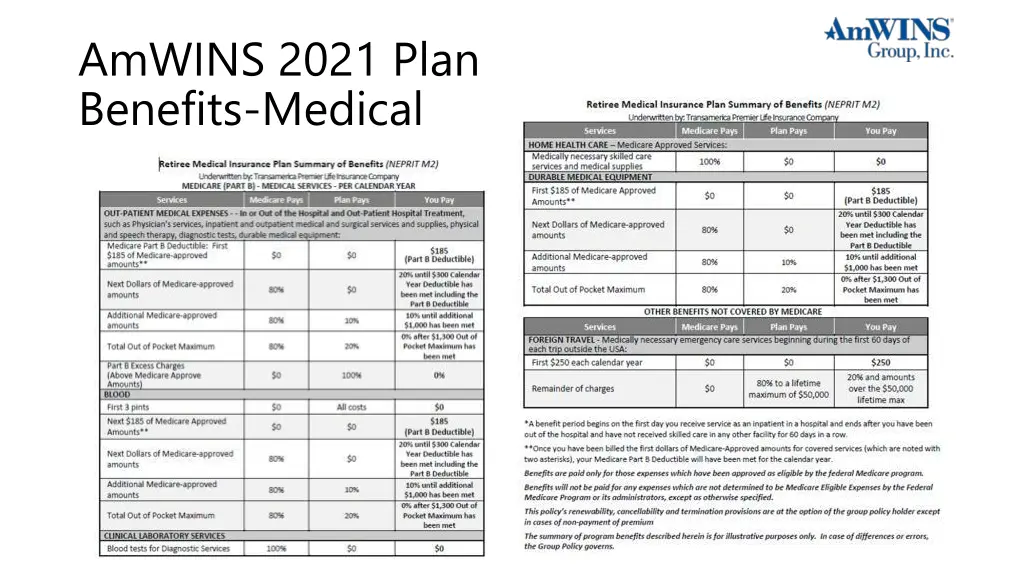 amwins 2021 plan benefits medical