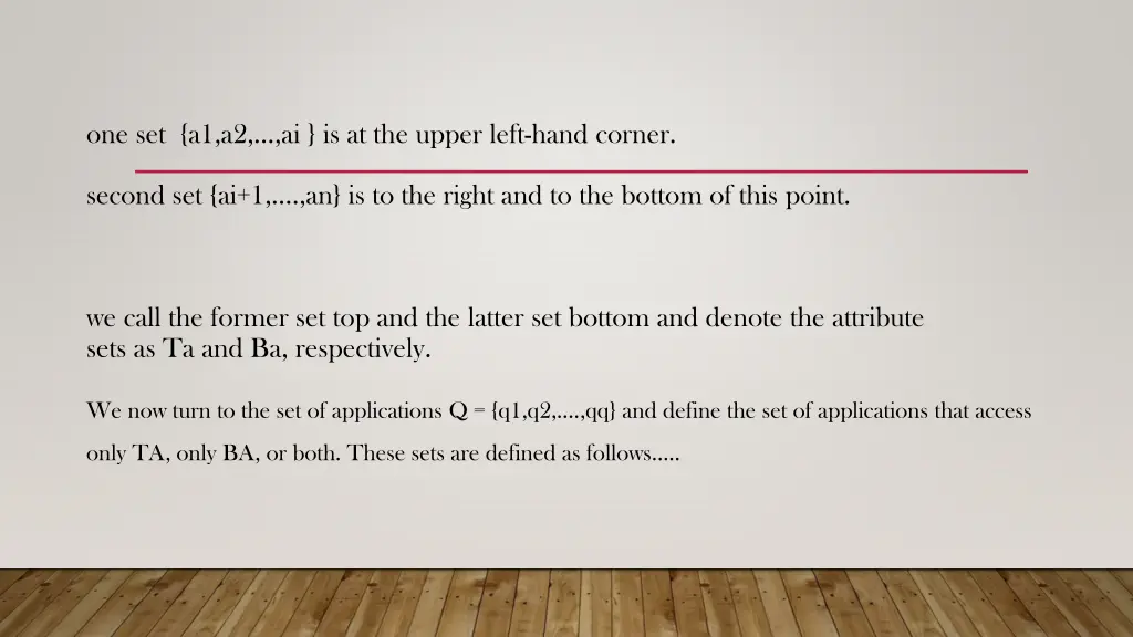 one set a1 a2 ai is at the upper left hand corner