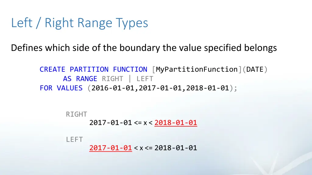left right range types