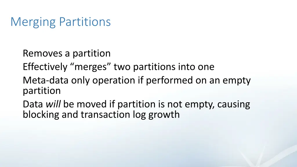 merging partitions