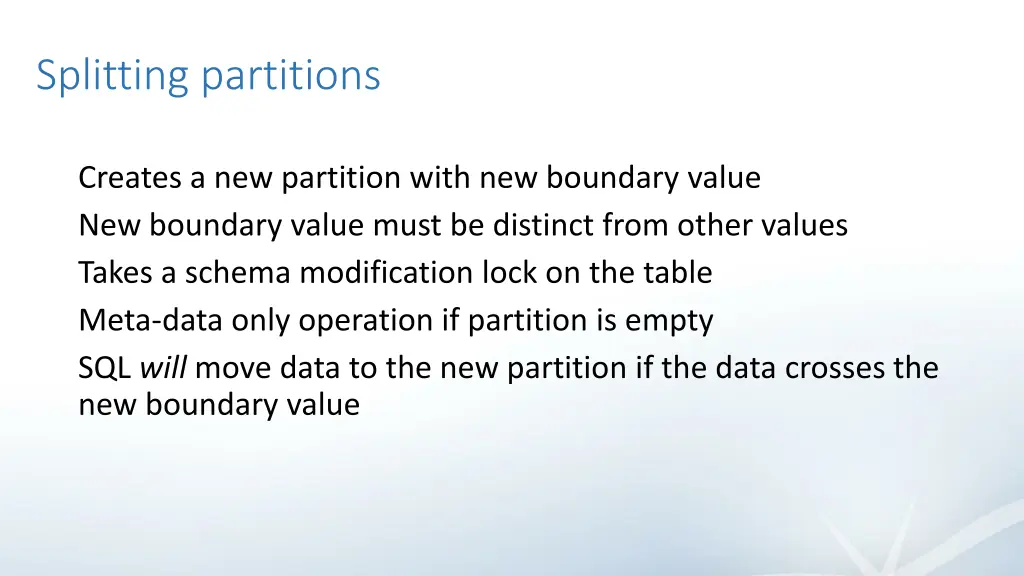 splitting partitions