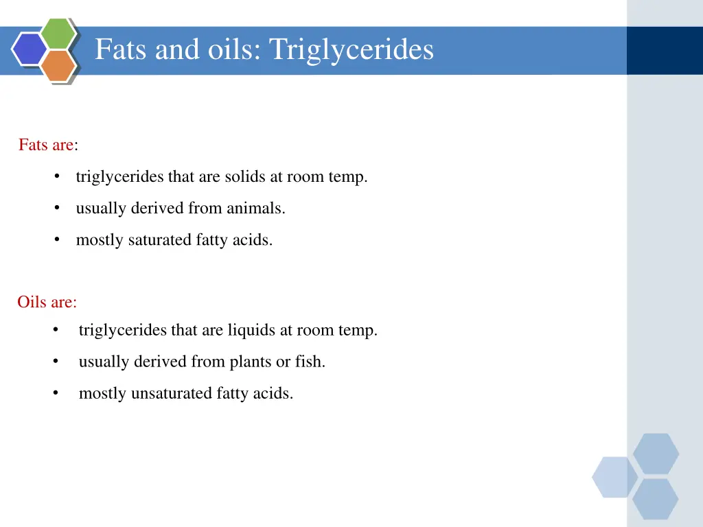 fats and oils triglycerides