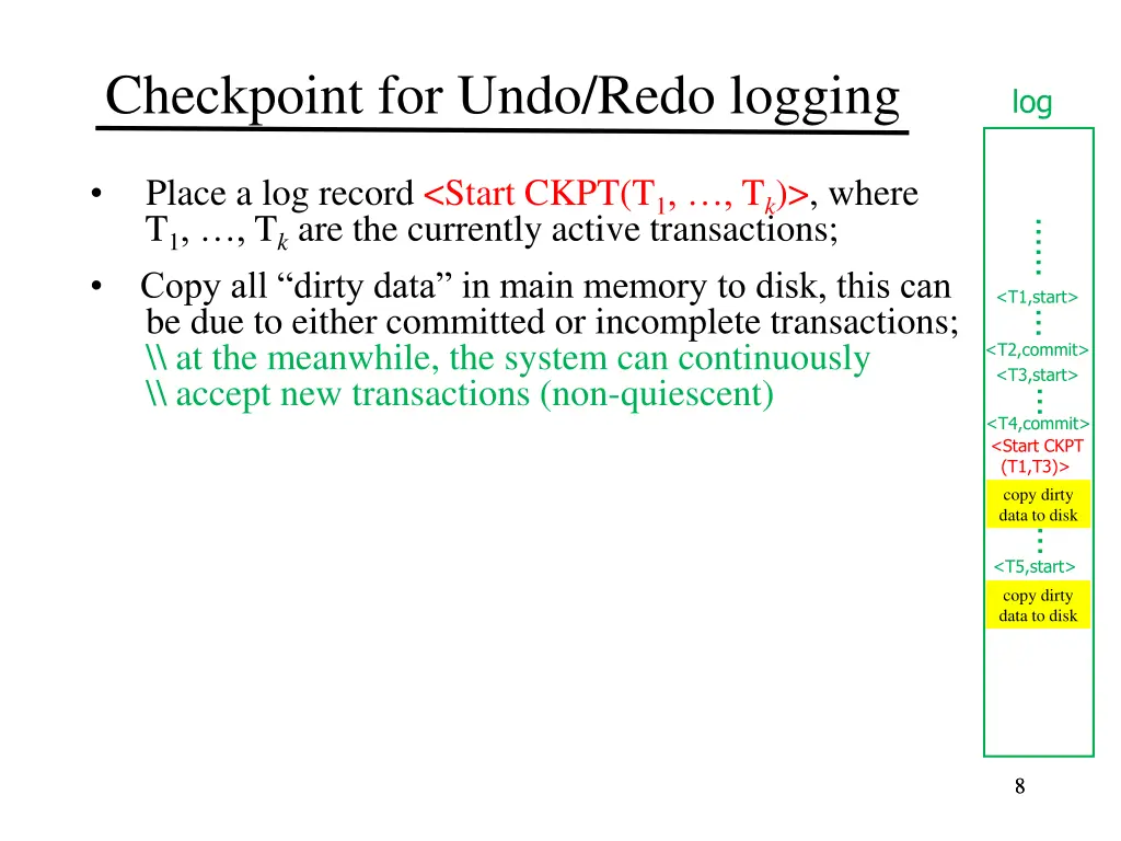 checkpoint for undo redo logging 2