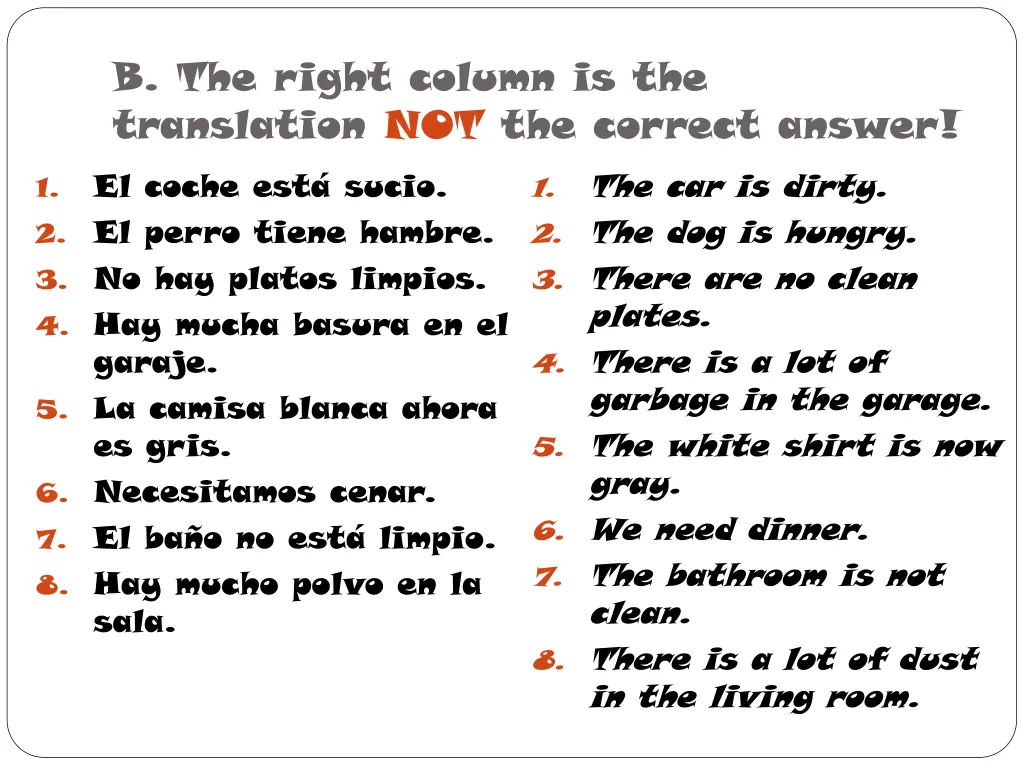 b the right column is the translation