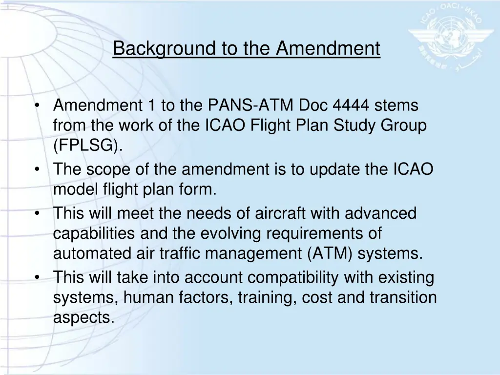 background to the amendment