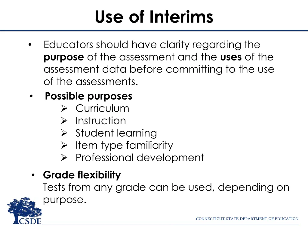 use of interims