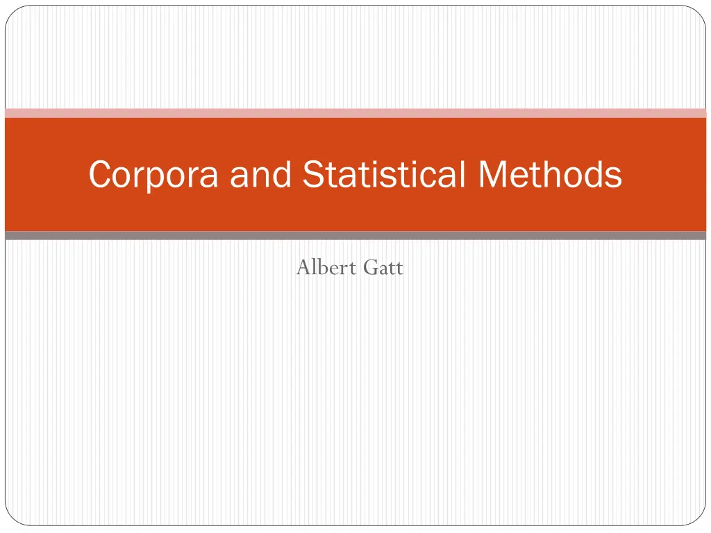 corpora and statistical methods