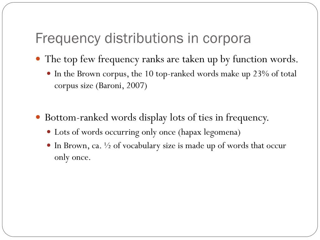 frequency distributions in corpora